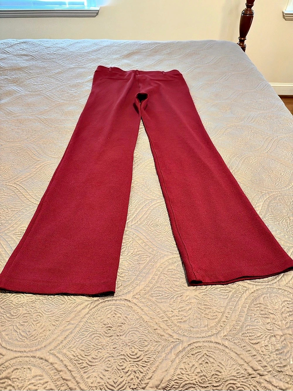 Betabrand Classic Dress Pant Yoga Pants Flare Red Large